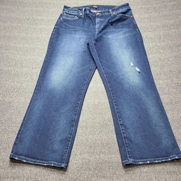 Express Jeans Womens 12R Mid Rise 90s Ankle Boot Distressed Denim Vintage Style - Picture 1 of 11